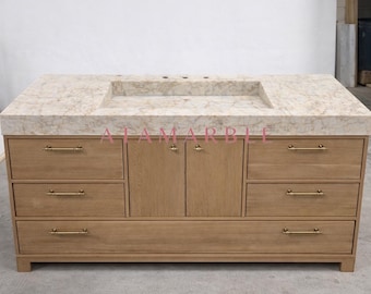 Calacatta Sugar Marble Double Sink: Bathroom Vanity Countertop Set Option