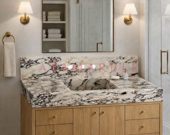 Calacatta Marble Integrated Bathroom Sink: Marble Vanity Top with Countertop