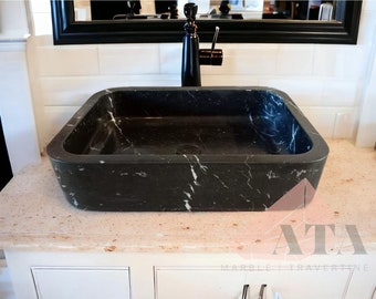 Marble Bathroom Sink Nero Marquina Marble Bathroom Sink Powder Room Sink Custom Vanity Top Marble Sink