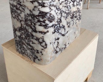 Calacatta Viola Marble Wall Mount Sink: Hand Carved Natural Stone