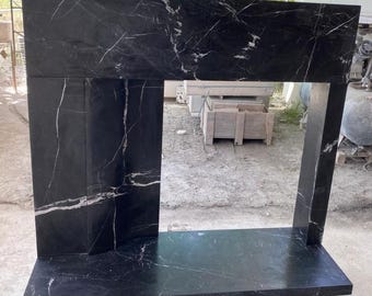 Nero Marquina Marble Fireplace Mantel: Modern Design Black Marble Fireplace Surround