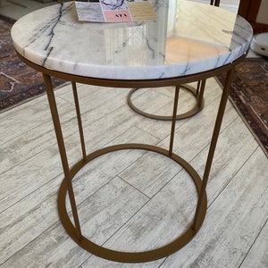 Free Shipping Lilac Marble Top Coffee Table Marble Side Table with Gold Legs Living Room Table Round Coffee Table