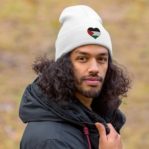 Free Palestine Flag Love Cuffed Beanie