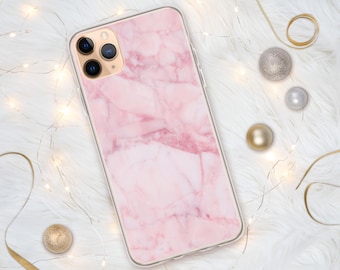 Custodia per iPhone in marmo rosa / Policarbonato protettivo, lati flessibili
