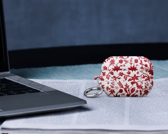 Etui na słuchawki AirPods z motywem jesiennych kwiatów, ochronna osłona z poliwęglanu z karabińczykiem