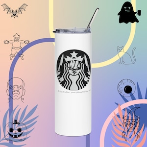 Halloween Starchucky Becher, Eiskaffeetasse, Herbst Glasbecher, Halloween Becherdeckel und Stroh, Halloween Becher