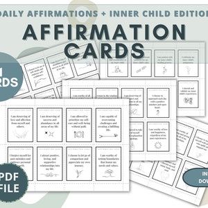 Druckbare Affirmationskarten für Selbstfürsorge, Therapie-Tools, tägliche Affirmationen für emotionale Unterstützung