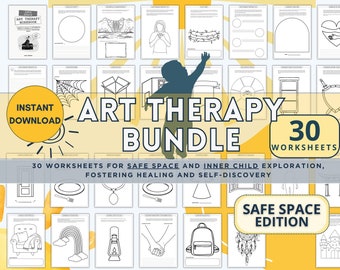 Inner Child Healing Art Therapy Worksheets, Mental Health Printables, CBT Counseling (PDF Pattern)
