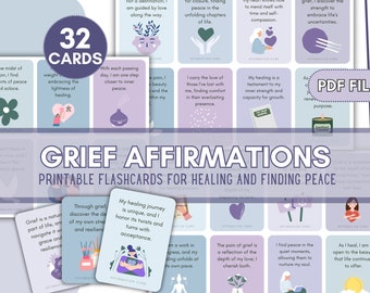 Grief Affirmation Cards, Printable CBT Therapy Tool, Emotional Support Deck, Counselling Flashcards, Positive Affirmations