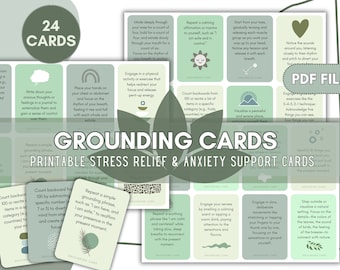 Carte di radicamento per la terapia somatica, sollievo da ansia e stress, tecniche di coping DBT (PDF stampabile)