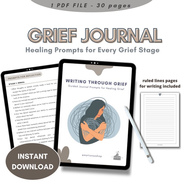 Grief and Loss Journaling Bundle, Therapist Resource, Healing Prompts, CBT Tool, Bereavement Workbook