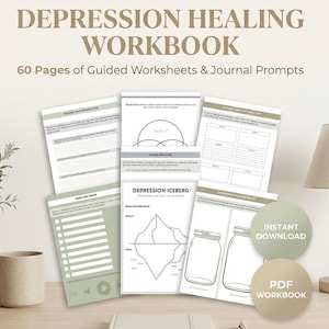 Cahier d'exercices sur le cycle de la dépression, PDF sur les capacités d'adaptation à l'anxiété de la TCC, exercices pour adultes (téléchargement numérique)