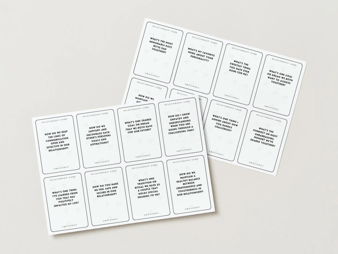 Relationship Cards for Couples, Conversation Questions Couple, Therapy