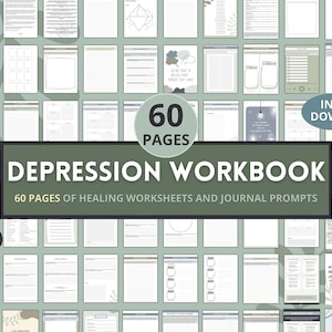 Art Therapy Workbook for Depression Healing, Mental Health Journal, Therapy Printable Worksheets, Self Help Tool, CBT Counseling Resource