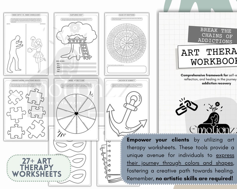 Creativity Through Recovery Worksheet.pdf Addiction Recovery Art Therapy Bundle, Journal Prompts (PDF) - Etsy