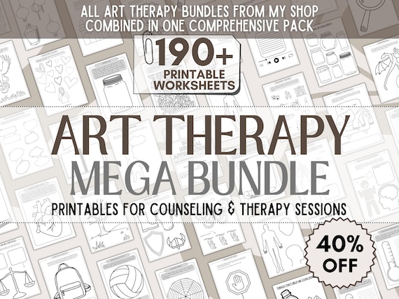 Therapy Mega Bundle, 190+ DBT Therapist Resources, Art Worksheets (PDF), Mentalhealth Support