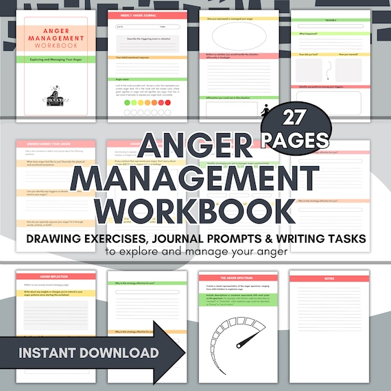 Anger Management Workbook: Emotional Regulation, Self Therapy (Digital PDF Download)