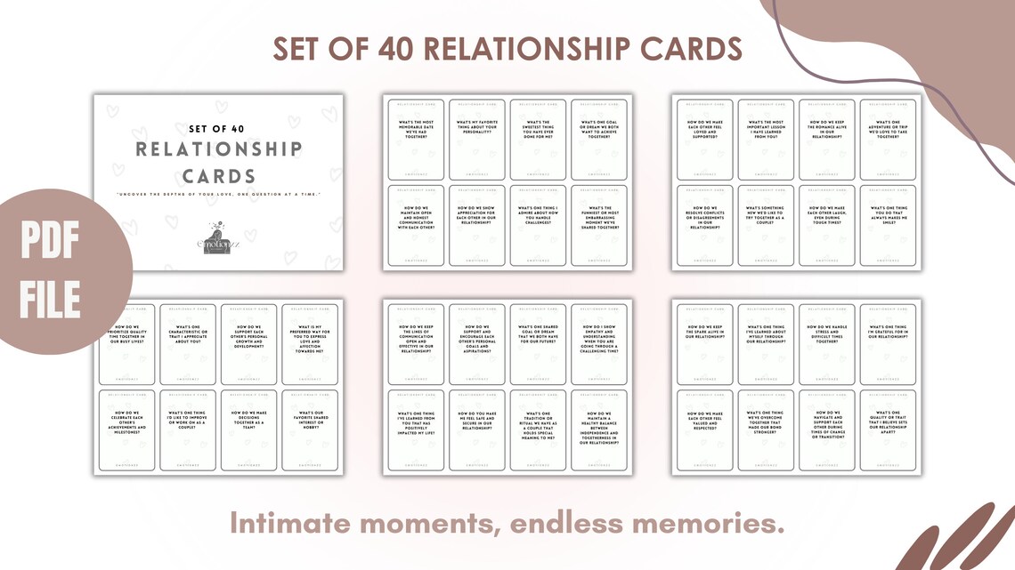 Relationship Cards for Couples Intimate Conversation Questions Etsy