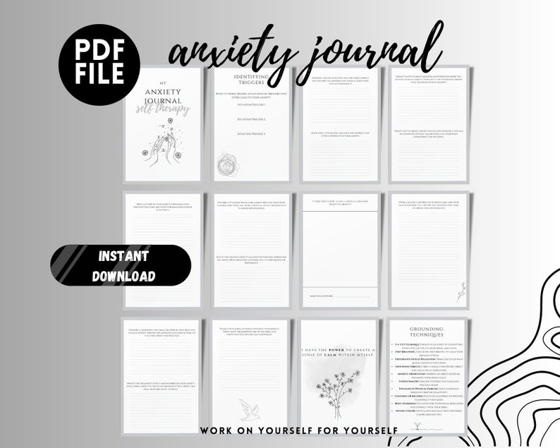 Anxiety Printable Journal Mental Health Notebook Therapy Etsy