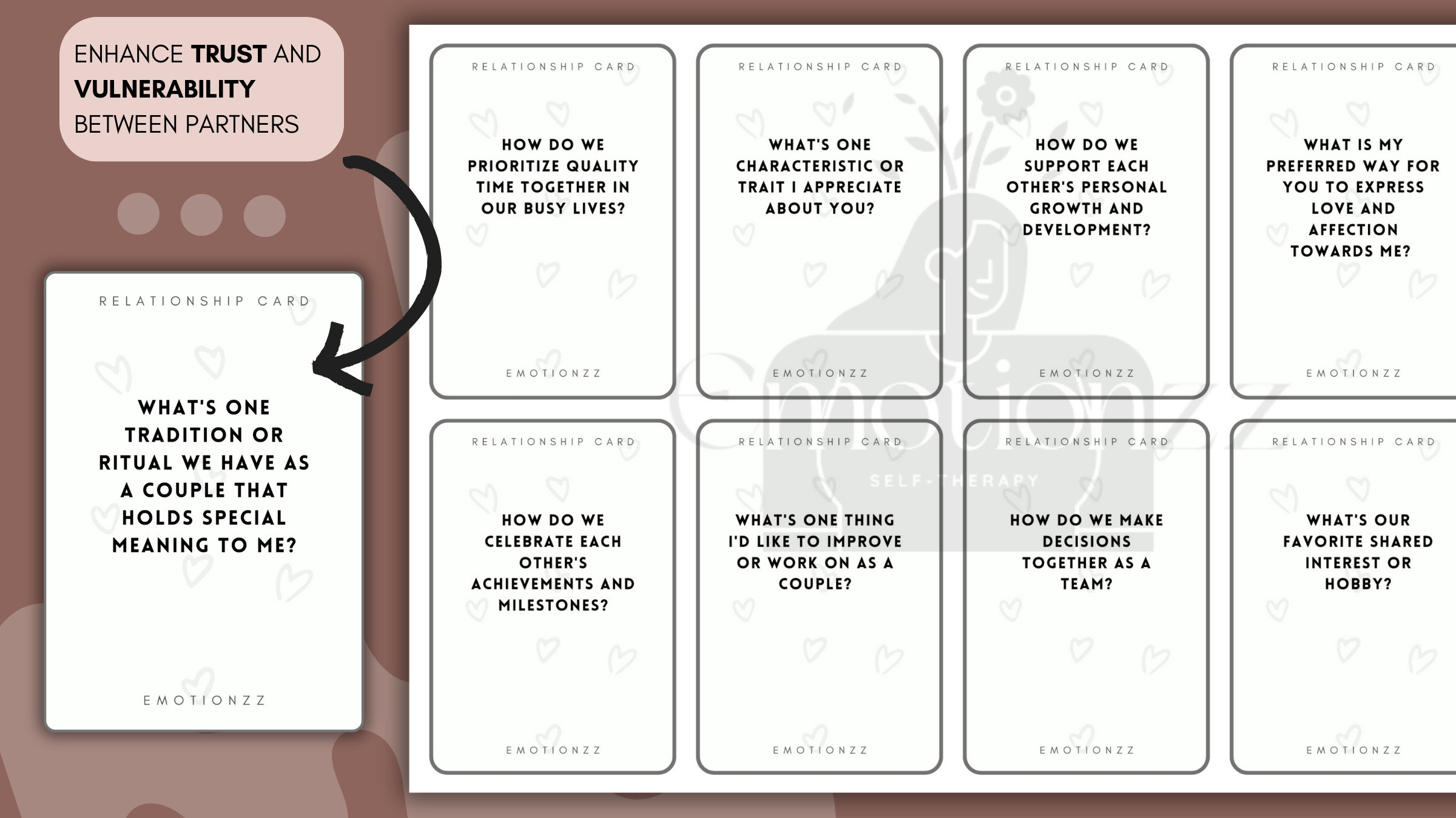 Relationship Cards for Couples, Conversation Questions Couple, Therapy
