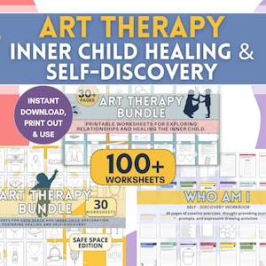 Art Therapy Bundle, Printable CBT Counseling Tools, Group Therapy, Mental Health Activities, Emotional Wellbeing Resources, Self Esteem