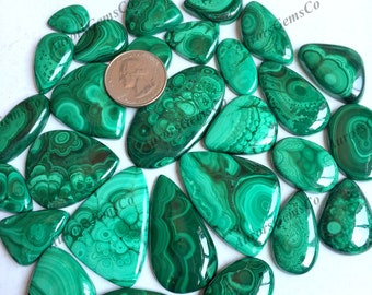 Lote al por mayor de cabujones de malaquita de calidad AAA, mezcla de formas y tamaños, la mejor malaquita natural para joyería y fabricación artesanal de bricolaje