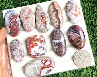 Crazy Lace Agate Cabochon, Natural Semi Precious Gemstone For Jewelry Making, Lace Agate Gemstone Jewelry, Wire  lot-151