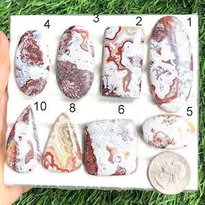 Crazy Lace Achat Cabochon, natürlicher Halbedelstein für die Schmuckherstellung, loser Edelstein, handgemachter Meditationskristall Cabochon, Lot-188