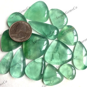 Cabochão de fluorita verde de qualidade AAA + lote por atacado, formas e tamanhos mistos, melhor fluorita verde natural para fazer joias e artesanato DIY