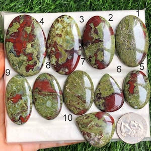 Selected Dragon Blood Jasper Cabochons, Natural Semi Precious Gemstone for Jewelry Making, Loose Gemstone For Pendants Jewelry LOT-250