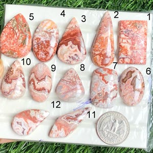 Cabochon di diaspro Rosita selezionati, pietre semipreziose naturali per gioielli, pendenti di diaspro fatti a mano, regalo per lei, lotto 141