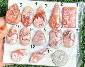 Selected Rosita Jasper Cabochons, Natural Semi Precious Gemstone for Jewelry, Jasper Handmade Pendants Jewelry Gift For Her lot-141