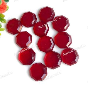 Grenat rouge, pierre précieuse de forme hexagonale de 15 mm, motif unique coupé par étape avec grenat à dos plat, pierre précieuse en vrac de quartz pour bijoux, bijoux de collier
