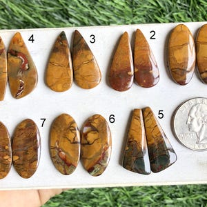 Paires d'agate marocaine en cabochon, Paires de pierres semi-précieuses naturelles pour la fabrication de boucles d'oreilles, Boucles d'oreilles faites à la main, LOT de pierres précieuses de guérison - S82