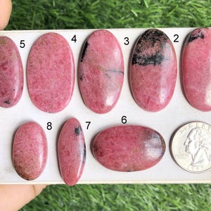 Cabochon di rodonite, pietra preziosa semipreziosa naturale per la creazione di gioielli, cabochon fatti a mano, gioielli con pietre preziose curative, cristallo di potenza LOT - S73