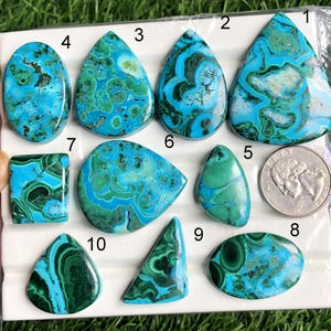 Cabochon di malachite crisocolla, pietra semipreziosa naturale per la creazione di gioielli, cristallo protettivo, lotto di gioielli con pietre preziose - 116