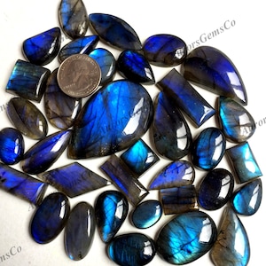 Lote de atacado de cabochão de labradorita azul de alta qualidade, formas e tamanhos mistos, melhor labradorita azul natural para joias e fabricação de artesanato DIY