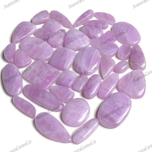 Lote de atacado de cabochão de kunzita natural, formas e tamanhos mistos, pedras preciosas semipreciosas para fabricação de joias e artesanato, cristal de cura, pedra de nascimento