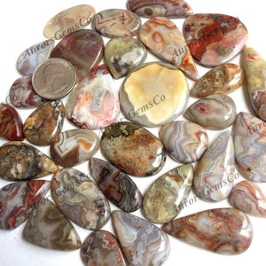 Lote de atacado de cabochão de ágata de renda louca de alta qualidade, formas e tamanhos mistos, melhor ágata de renda louca natural para joias e fabricação de artesanato DIY
