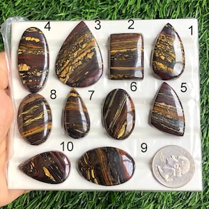 Cabochon in occhio di tigre di ferro di prima qualità, cabochon all'ingrosso, pietra semipreziosa naturale per la creazione di gioielli, lotto 155
