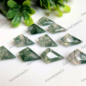 10 Pieces 7x12mm Natural Moss Agate Kite Shape, Calibrated Kite Shape Jewelry Making Moss Agate Loose Gemstone, Healing Crystal