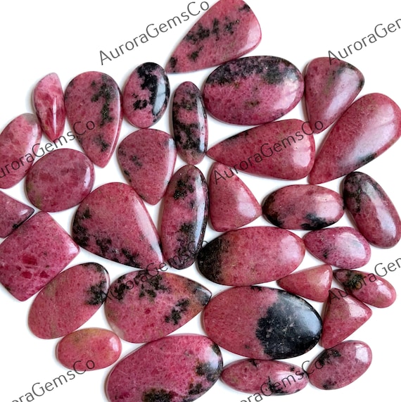 Rhodonite Cabochon Wholesale Lot, Mix Shapes and Size By Weight, Natural Semi Precious Gemstone For Jewelry Making, Rhodonite Loose Gemstone