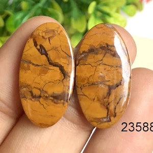 Paire de cabochons marocains en agate, Paires de pierres semi-précieuses naturelles pour la fabrication de boucles d'oreilles, Pierres précieuses de guérison, Boucles d'oreilles avec fil