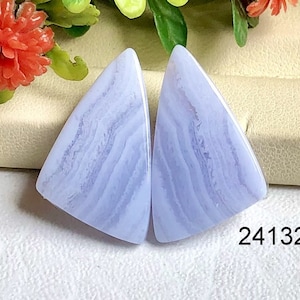 Paire de boucles d'oreilles en agate et dentelle bleue cabochons, Paires de pierres semi-précieuses naturelles pour la fabrication de boucles d'oreilles, Pierre de naissance, Bijoux en cristal