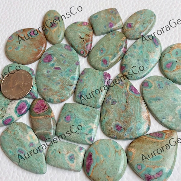 AAA Quality Ruby fuchsite Cabochon Wholesale Lot, Mix Shapes and Size, Best Natural Ruby fuchsite for jewelry & DIY Craft making