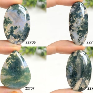 Cabujón de ágata de musgo, piedra preciosa semipreciosa natural para la fabricación de joyas, cabinas pulidas a mano, cristal de protección