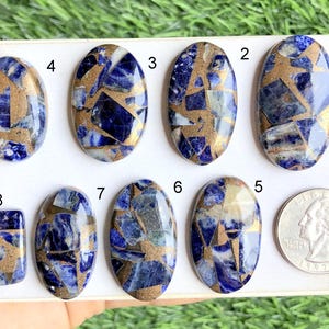 Cabochon compresso in rame sodalite, pietra semipreziosa naturale per la creazione di gioielli, gioielli fatti a mano, cristallo energetico LOT - S56