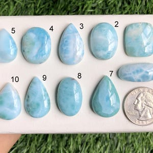 Cabochon di Larimar, pietra semipreziosa naturale per la creazione di gioielli, pietre preziose fatte a mano, gioielli con avvolgimento in filo metallico, pietre preziose sfuse LOTTO - S98