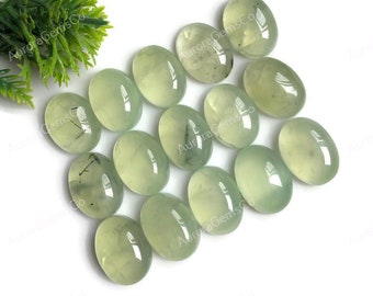 Natural Prehnite 12x16mm Oval Shape Cabochons, 10 Pcs Packs Of Green Prehnite Healing Crystal Gemstone Use For Bohemian Jewelry