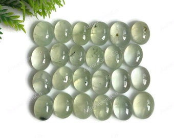 Cabochons de forme ovale en préhnite naturelle 7 x 9 mm, paquets de 10 pièces de pierres précieuses faites main en préhnite verte pour la fabrication de bijoux, bijoux en cristal naturel